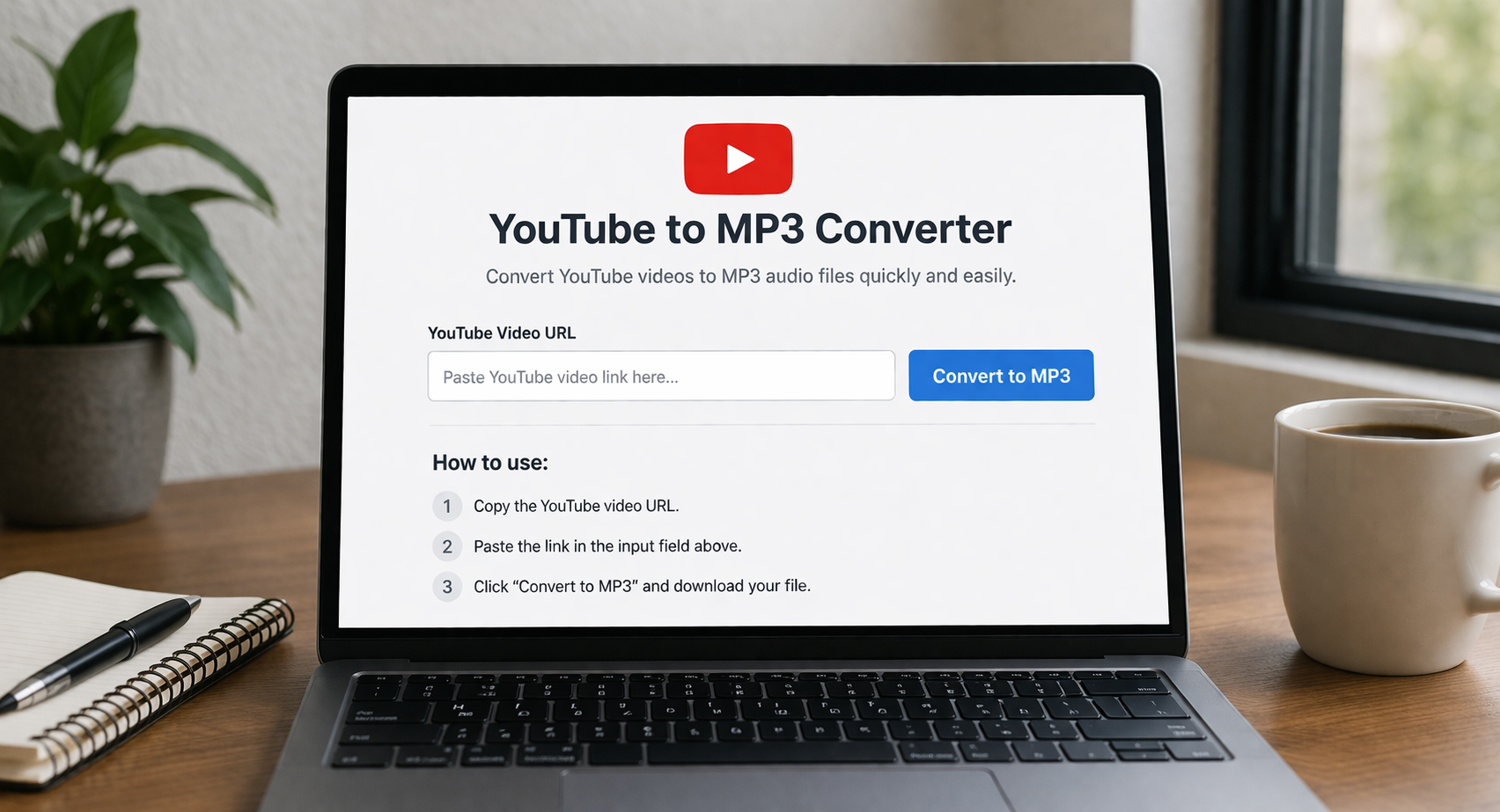 YouTube to MP3 converter interface showing video to audio conversion process